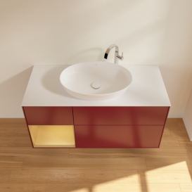 Тумба под раковину Villeroy & Boch Finion 120х50,1 см с подсветкой МДФ пион матовый лак/стекло белое матовое F941HFHB