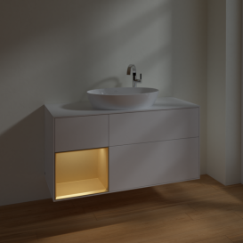 Тумба под раковину Villeroy & Boch Finion 120х50,1 см с подсветкой МДФ белый матовый лак/стекло белое матовое F941HFMT