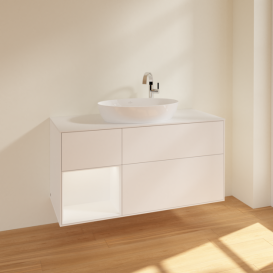 Тумба під раковину Villeroy & Boch Finion 120х50,1 см із підсвічуванням МДФ білий матовий лак/скло біле матове F941MTMT