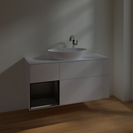 Тумба под раковину Villeroy & Boch Finion 120х50,1 см с подсветкой МДФ глянцевый белый лак/стекло белое матовое F941PDGF