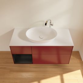 Тумба под раковину Villeroy & Boch Finion 120х50,1 см с подсветкой МДФ пион матовый лак/стекло белое матовое F941PDHB