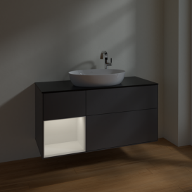 Тумба под раковину Villeroy & Boch Finion 120х50,1 см с подсветкой МДФ антрацит матовый лак/стекло черное матовое F942GFGK