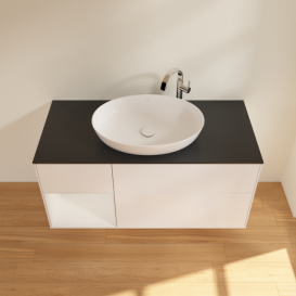 Тумба под раковину Villeroy & Boch Finion 120х50,1 см с подсветкой МДФ белый матовый лак/стекло черное матовое F942GFMT