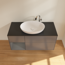 Тумба под раковину Villeroy & Boch Finion 120х50,1 см с подсветкой МДФ антрацит матовый лак/стекло черное матовое F942GKGK