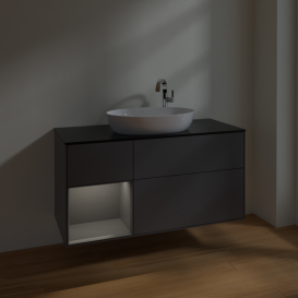 Тумба под раковину Villeroy & Boch Finion 120х50,1 см с подсветкой МДФ антрацит матовый лак/стекло черное матовое F942GKGK
