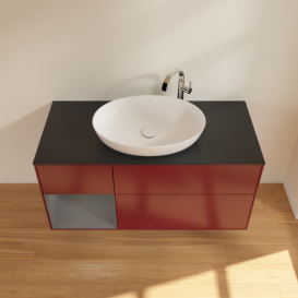 Тумба под раковину Villeroy & Boch Finion 120х50,1 см с подсветкой МДФ пион матовый лак/стекло черное матовое F942GKHB