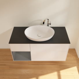 Тумба под раковину Villeroy & Boch Finion 120х50,1 см с подсветкой МДФ белый матовый лак/стекло черное матовое F942GKMT