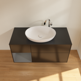 Тумба под раковину Villeroy & Boch Finion 120х50,1 см с подсветкой МДФ черный матовый лак/стекло черное матовое F942GKPD