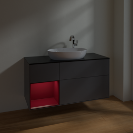 Тумба под раковину Villeroy & Boch Finion 120х50,1 см с подсветкой МДФ антрацит матовый лак/стекло черное матовое F942HBGK