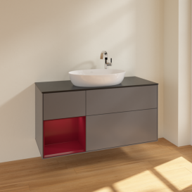 Тумба под раковину Villeroy & Boch Finion 120х50,1 см с подсветкой МДФ антрацит матовый лак/стекло черное матовое F942HBGK