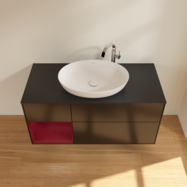 Тумба под раковину Villeroy & Boch Finion 120х50,1 см с подсветкой МДФ черный матовый лак/стекло черное матовое F942HBPD