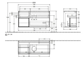 Тумба под раковину Villeroy & Boch Finion 120х50,1 см с подсветкой МДФ глянцевый белый лак/стекло черное матовое F942HFGF