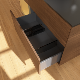 Тумба под раковину Villeroy & Boch Finion 120х50,1 см с подсветкой МДФ шпон грецкого ореха/стекло черное матовое F942HFGN