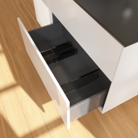 Тумба под раковину Villeroy & Boch Finion 120х50,1 см с подсветкой МДФ глянцевый белый лак/стекло черное матовое F942MTGF