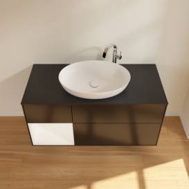 Тумба под раковину Villeroy & Boch Finion 120х50,1 см с подсветкой МДФ черный матовый лак/стекло черное матовое F942MTPD