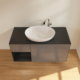 Тумба под раковину Villeroy & Boch Finion 120х50,1 см с подсветкой МДФ антрацит матовый лак/стекло черное матовое F942PDGK