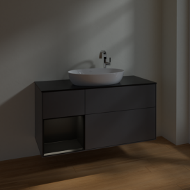Тумба под раковину Villeroy & Boch Finion 120х50,1 см с подсветкой МДФ антрацит матовый лак/стекло черное матовое F942PDGK