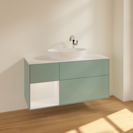 Тумба под раковину Villeroy & Boch Finion 120х50,1 см с подсветкой МДФ оливковый матовый лак/стекло белое матовое F941GFGM