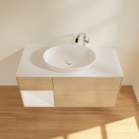 Тумба под раковину Villeroy & Boch Finion 120х50,1 см с подсветкой МДФ шпон дуба/стекло белое матовое F941GFPC