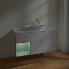 Тумба под раковину Villeroy & Boch Finion 120х50,1 см с подсветкой МДФ глянцевый белый лак/стекло белое матовое F941GMGF