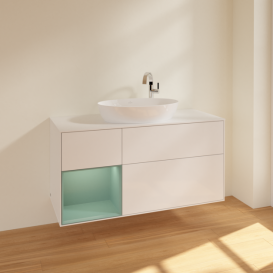 Тумба под раковину Villeroy & Boch Finion 120х50,1 см с подсветкой МДФ глянцевый белый лак/стекло белое матовое F941GMGF