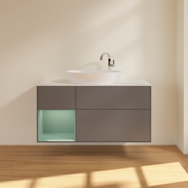 Тумба под раковину Villeroy & Boch Finion 120х50,1 см с подсветкой МДФ антрацит матовый лак/стекло белое матовое F941GMGK