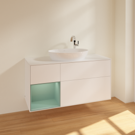 Тумба під раковину Villeroy & Boch Finion 120х50,1 см із підсвічуванням МДФ білий матовий лак/скло біле матове F941GMMT