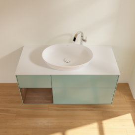 Тумба под раковину Villeroy & Boch Finion 120х50,1 см с подсветкой МДФ оливковый матовый лак/стекло белое матовое F941GNGM