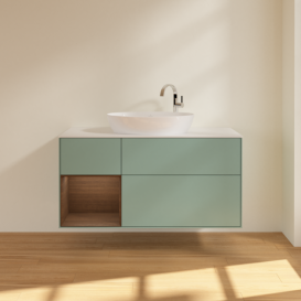 Тумба под раковину Villeroy & Boch Finion 120х50,1 см с подсветкой МДФ оливковый матовый лак/стекло белое матовое F941GNGM