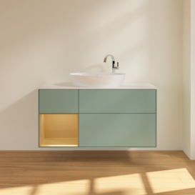 Тумба под раковину Villeroy & Boch Finion 120х50,1 см с подсветкой МДФ оливковый матовый лак/стекло белое матовое F941HFGM