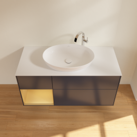 Тумба под раковину Villeroy & Boch Finion 120х50,1 см с подсветкой МДФ темно-синий матовый лак/стекло белое матовое F941HFHG