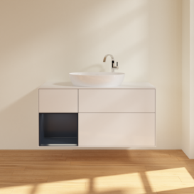 Тумба под раковину Villeroy & Boch Finion 120х50,1 см с подсветкой МДФ глянцевый белый лак/стекло белое матовое F941HGGF