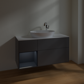 Тумба под раковину Villeroy & Boch Finion 120х50,1 см с подсветкой МДФ антрацит матовый лак/стекло белое матовое F941HGGK