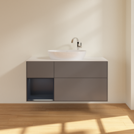 Тумба под раковину Villeroy & Boch Finion 120х50,1 см с подсветкой МДФ антрацит матовый лак/стекло белое матовое F941HGGK