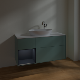 Тумба под раковину Villeroy & Boch Finion 120х50,1 см с подсветкой МДФ оливковый матовый лак/стекло белое матовое F941HGGM
