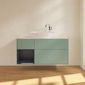 Тумба под раковину Villeroy & Boch Finion 120х50,1 см с подсветкой МДФ оливковый матовый лак/стекло белое матовое F941HGGM