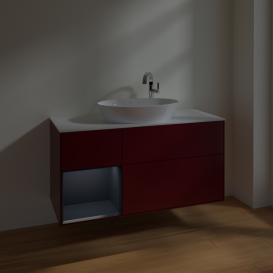 Тумба под раковину Villeroy & Boch Finion 120х50,1 см с подсветкой МДФ пион матовый лак/стекло черное матовое F941HGHB