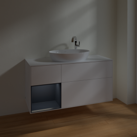 Тумба под раковину Villeroy & Boch Finion 120х50,1 см с подсветкой МДФ белый матовый лак/стекло белое матовое F941HGMT