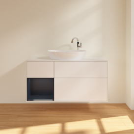 Тумба під раковину Villeroy & Boch Finion 120х50,1 см із підсвічуванням МДФ білий матовий лак/скло біле матове F941HGMT