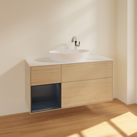 Тумба под раковину Villeroy & Boch Finion 120х50,1 см с подсветкой МДФ шпон дуба/стекло белое матовое F941HGPC