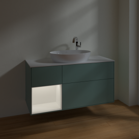 Тумба под раковину Villeroy & Boch Finion 120х50,1 см с подсветкой МДФ оливковый матовый лак/стекло белое матовое F941MTGM