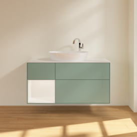 Тумба под раковину Villeroy & Boch Finion 120х50,1 см с подсветкой МДФ оливковый матовый лак/стекло белое матовое F941MTGM