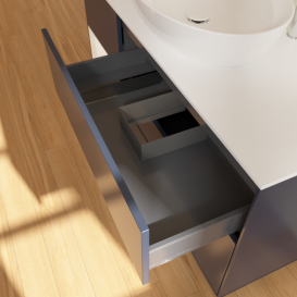 Тумба под раковину Villeroy & Boch Finion 120х50,1 см с подсветкой МДФ темно-синий матовый лак/стекло белое матовое F941MTHG