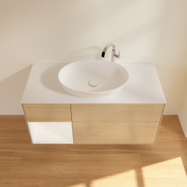 Тумба под раковину Villeroy & Boch Finion 120х50,1 см с подсветкой МДФ шпон дуба/стекло белое матовое F941MTPC