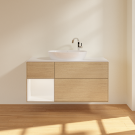 Тумба под раковину Villeroy & Boch Finion 120х50,1 см с подсветкой МДФ шпон дуба/стекло белое матовое F941MTPC