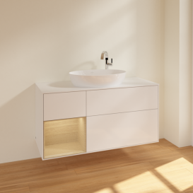 Тумба под раковину Villeroy & Boch Finion 120х50,1 см с подсветкой МДФ глянцевый белый лак/стекло белое матовое F941PCGF