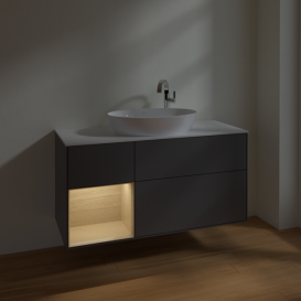 Тумба під раковину Villeroy & Boch Finion 120х50,1 см з підсвічуванням антрацит матовий лак/скло біле матове F941PCGK