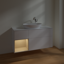 Тумба під раковину Villeroy & Boch Finion 120х50,1 см із підсвічуванням МДФ білий матовий лак/скло біле матове F941PCMT