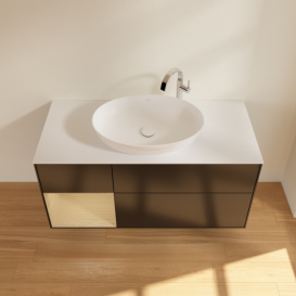 Тумба под раковину Villeroy & Boch Finion 120х50,1 см с подсветкой МДФ черный матовый лак/стекло белое матовое F941PCPD