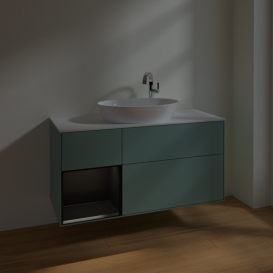 Тумба под раковину Villeroy & Boch Finion 120х50,1 см с подсветкой МДФ оливковый матовый лак/стекло белое матовое F941PDGM
